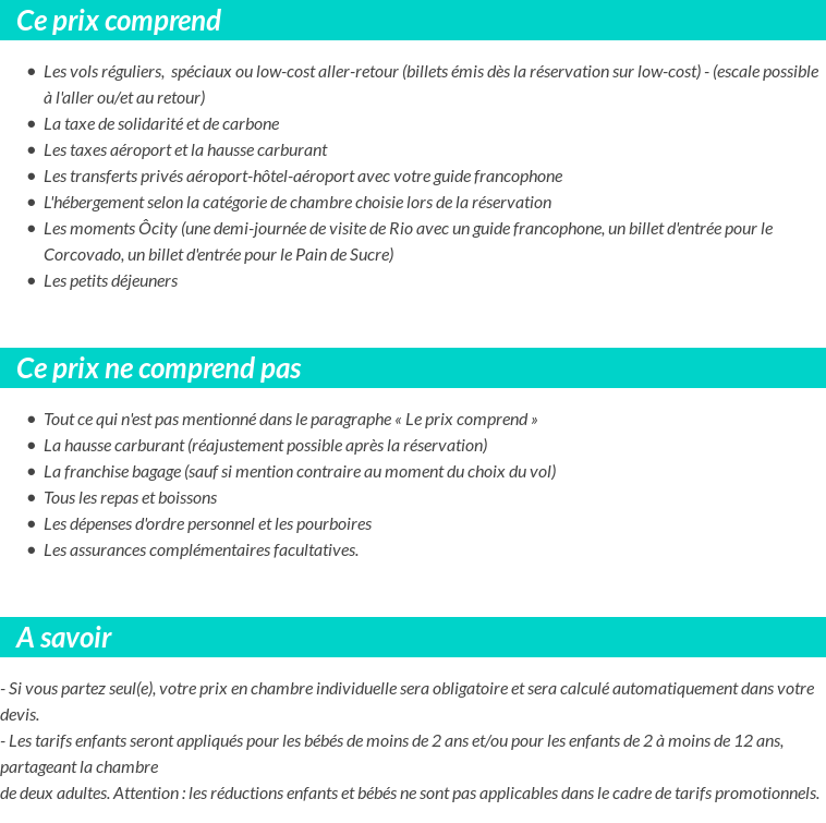 Conditions tarifaires