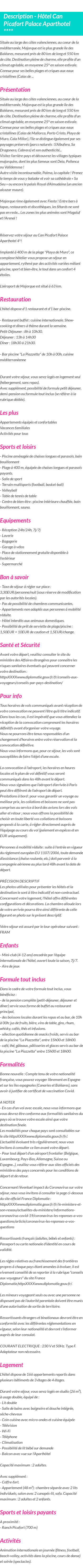 Détails du séjour