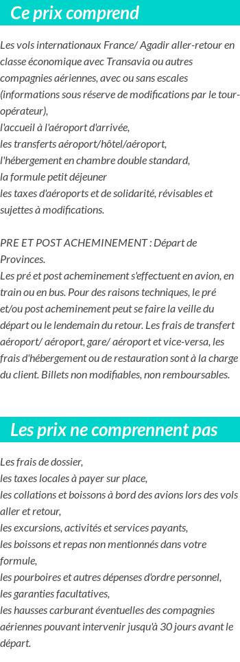 Conditions tarifaires