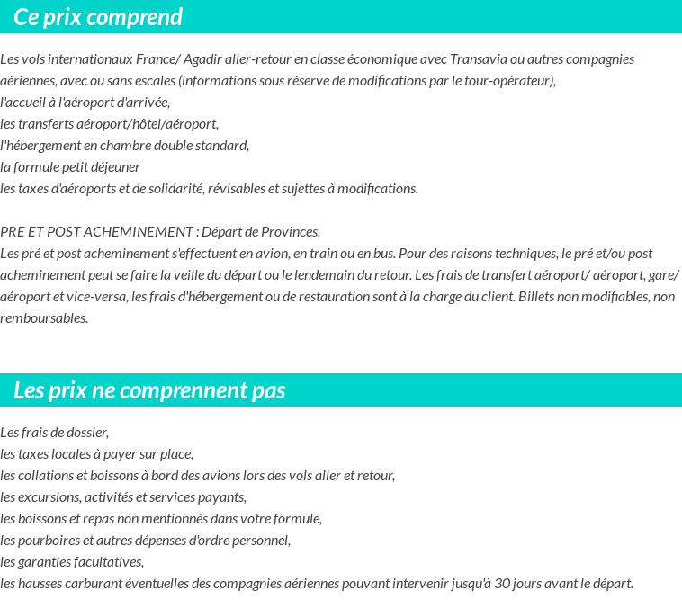 Conditions tarifaires