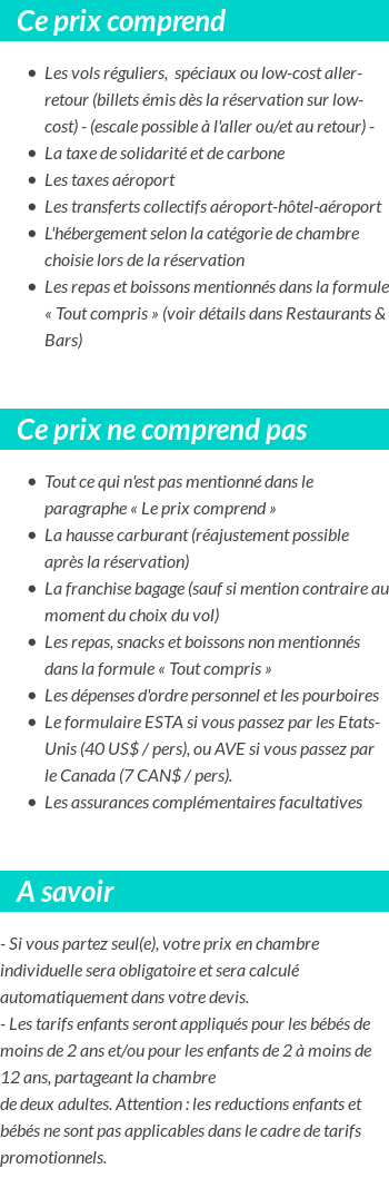 Conditions tarifaires