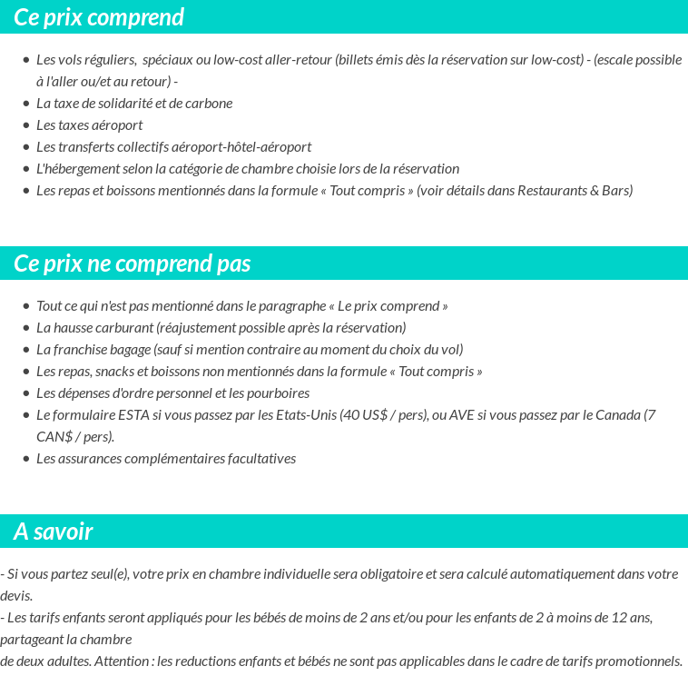 Conditions tarifaires
