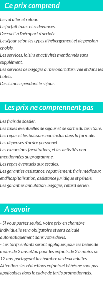 Conditions tarifaires