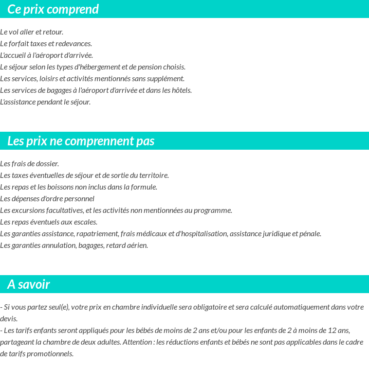 Conditions tarifaires