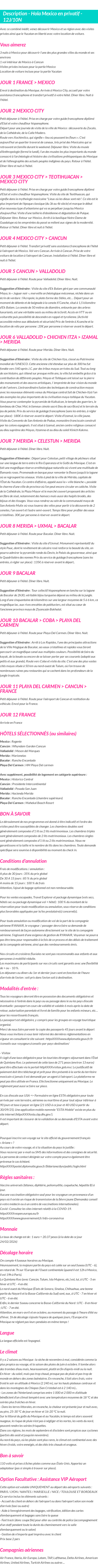 Détails du séjour