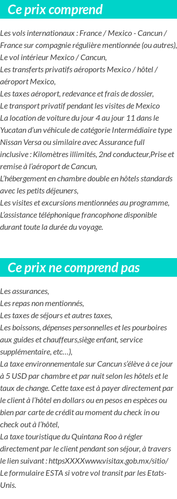 Conditions tarifaires