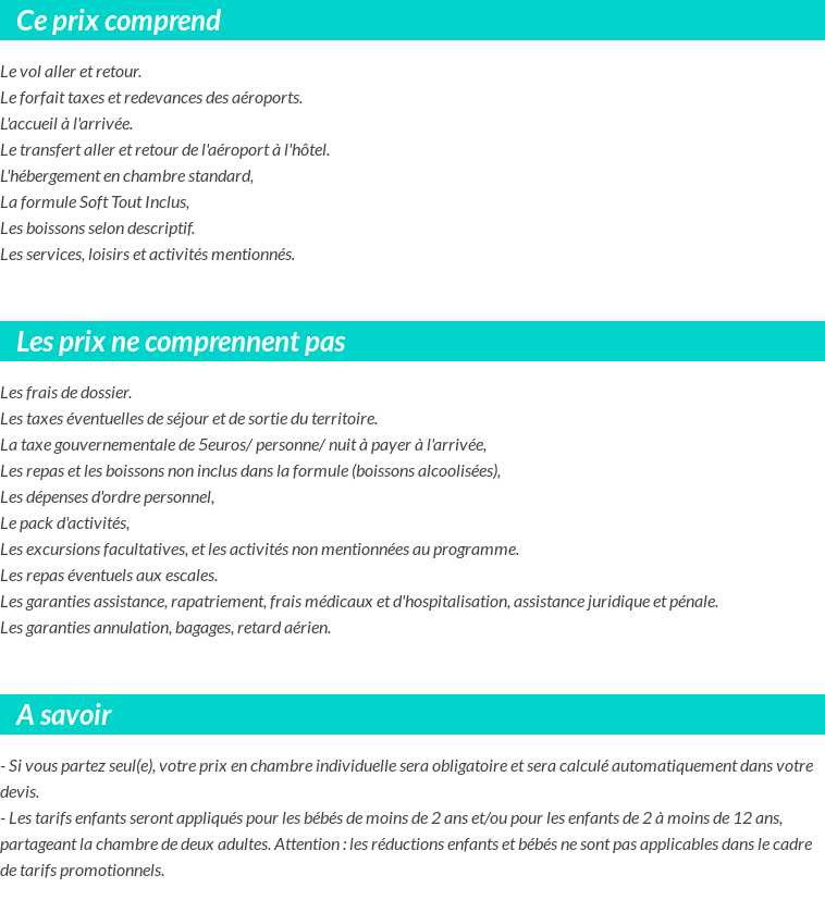 Conditions tarifaires