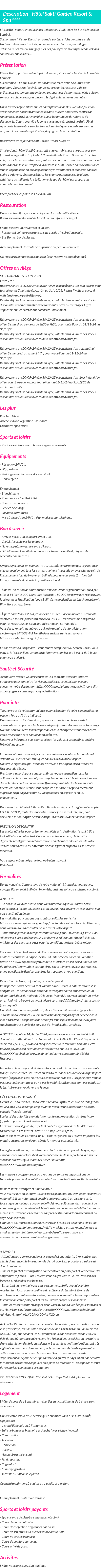 Détails du séjour