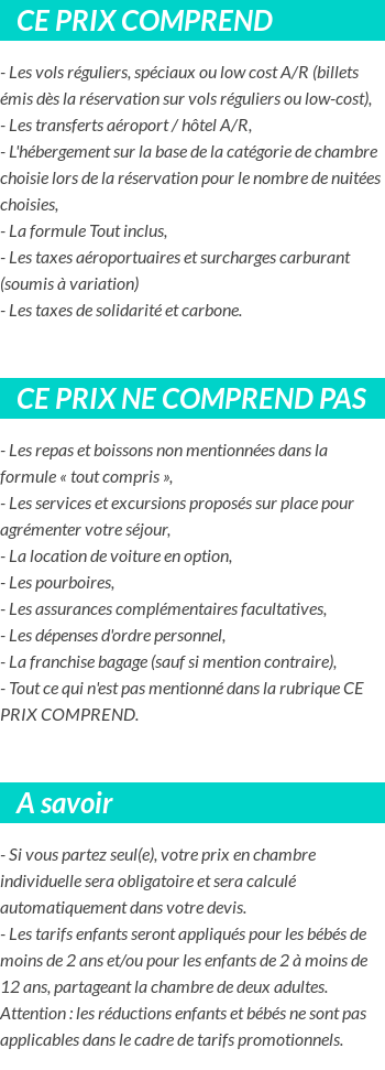 Conditions tarifaires