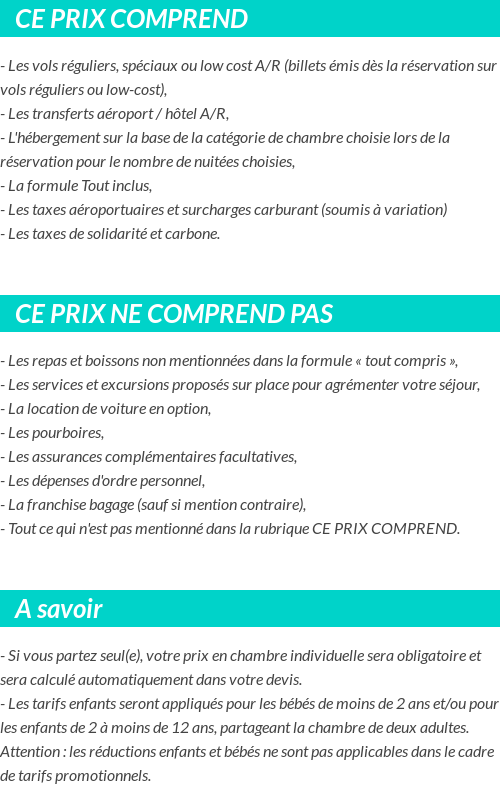 Conditions tarifaires