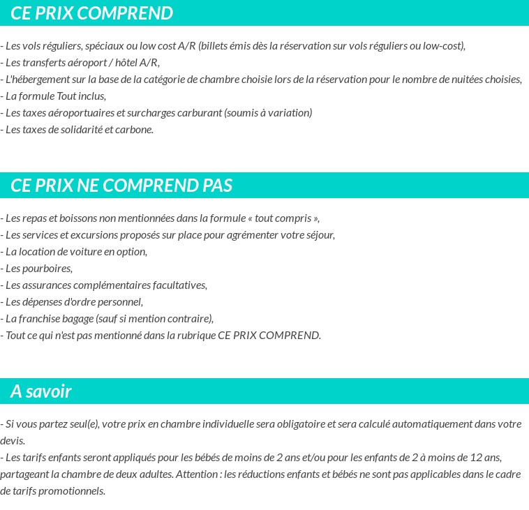 Conditions tarifaires