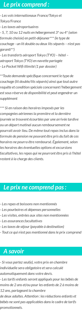 Conditions tarifaires