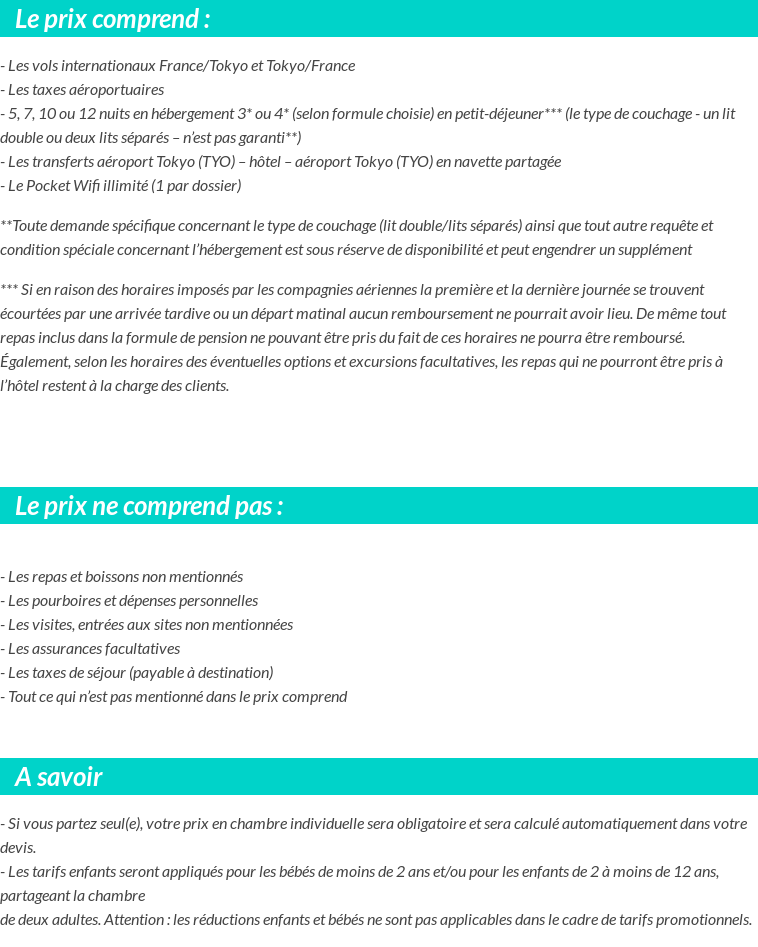 Conditions tarifaires