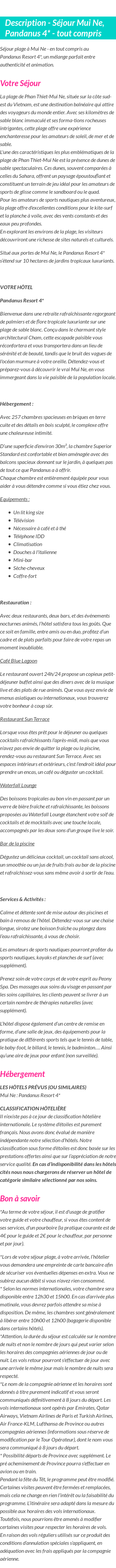 Détails du séjour