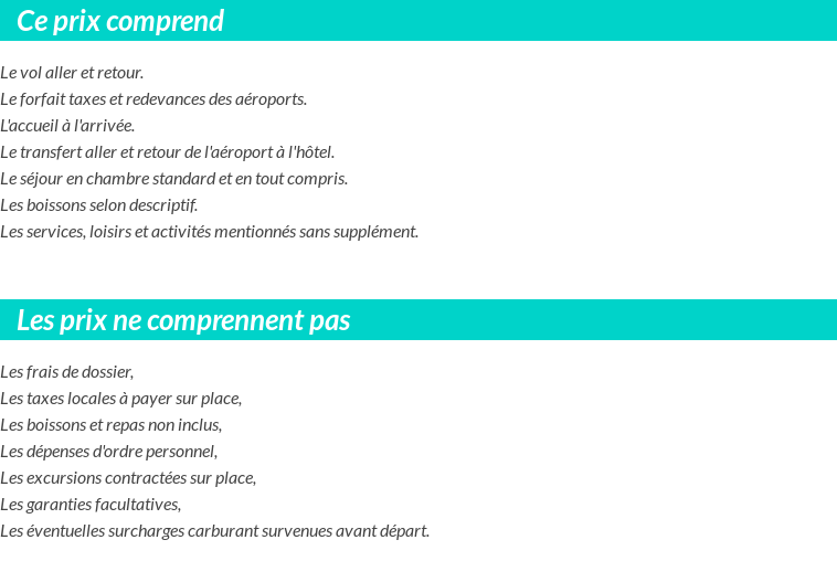 Conditions tarifaires