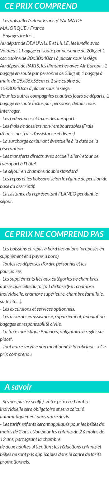 Conditions tarifaires