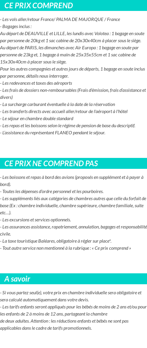 Conditions tarifaires