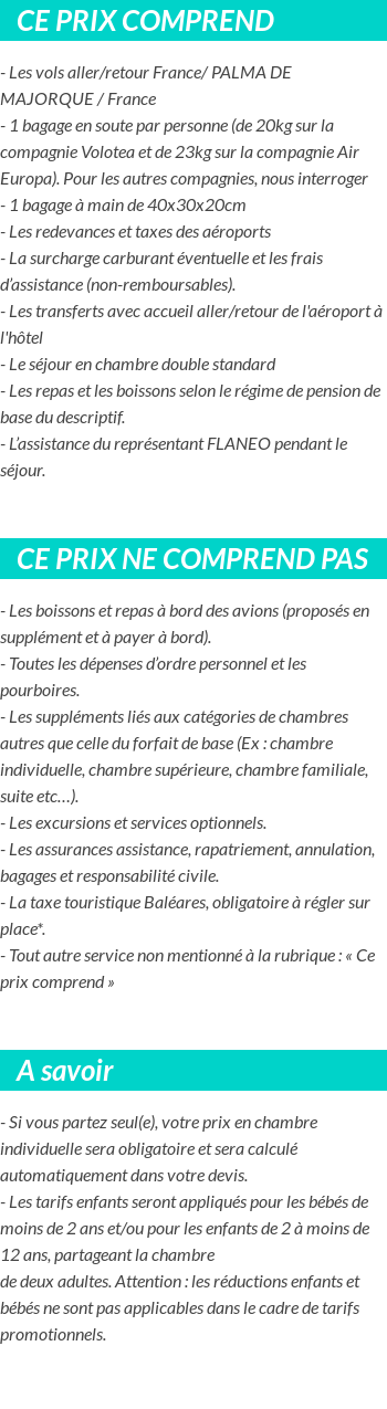 Conditions tarifaires