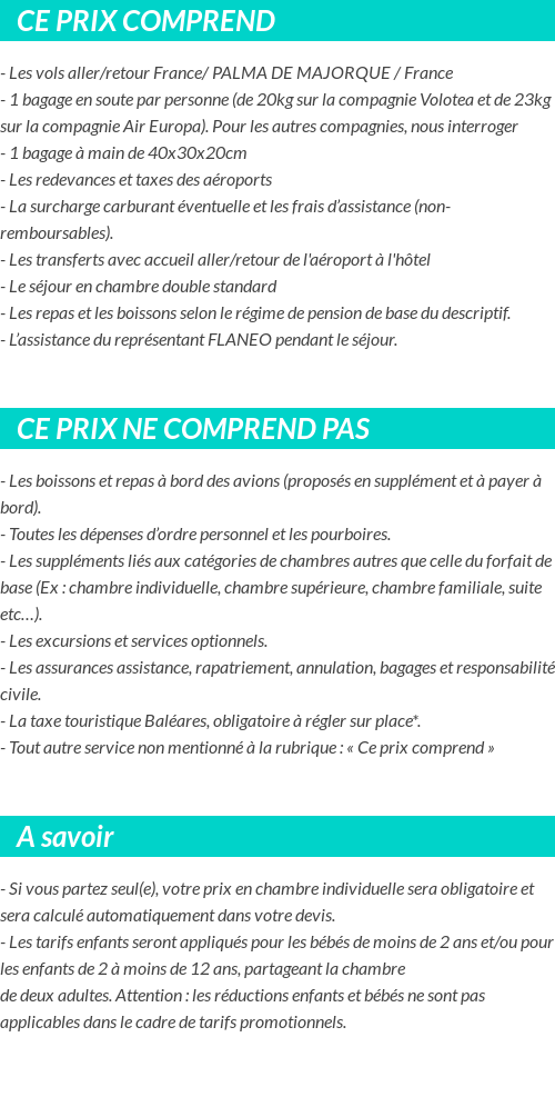 Conditions tarifaires