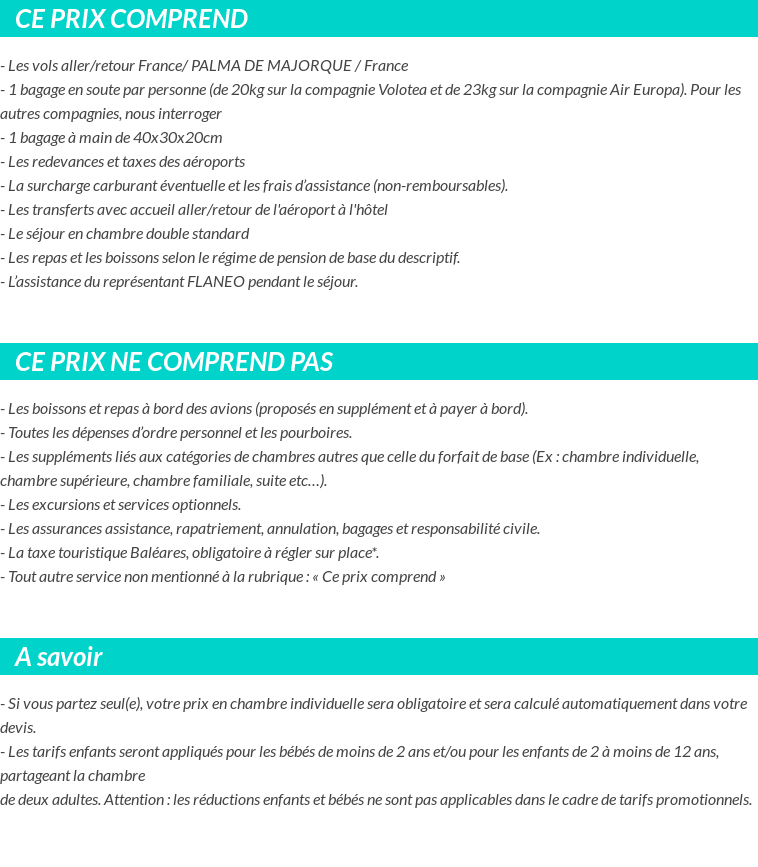 Conditions tarifaires