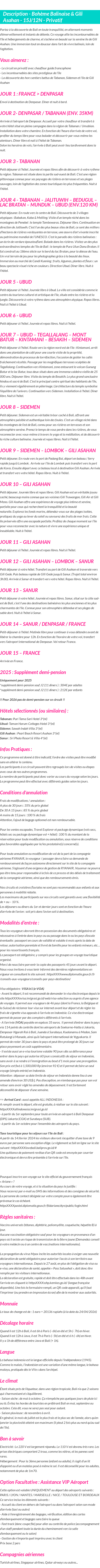 Détails du séjour