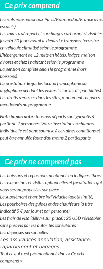 Conditions tarifaires