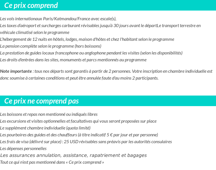 Conditions tarifaires