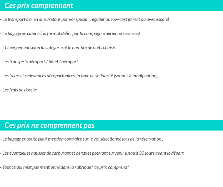 Conditions tarifaires