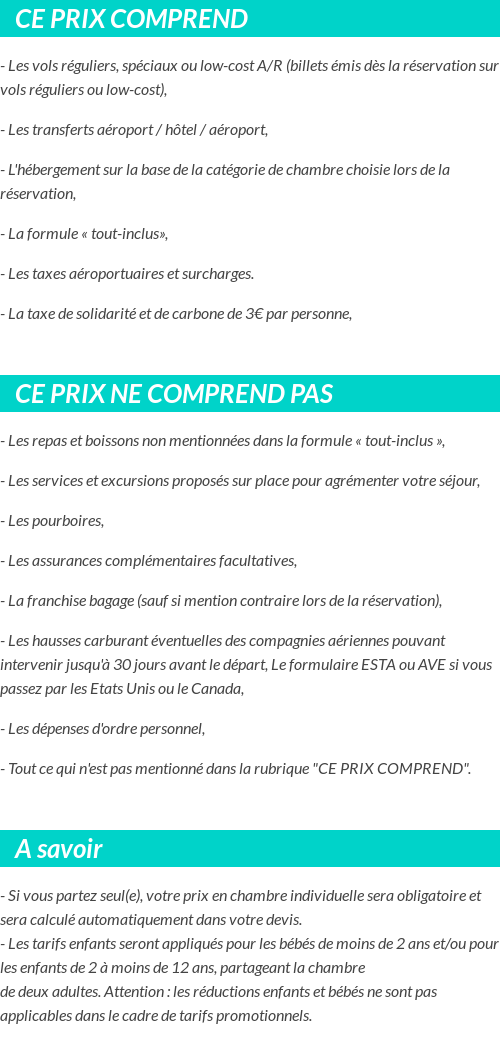 Conditions tarifaires
