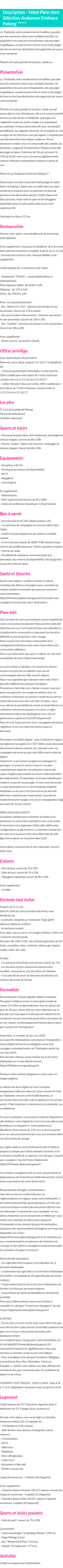 Détails du séjour
