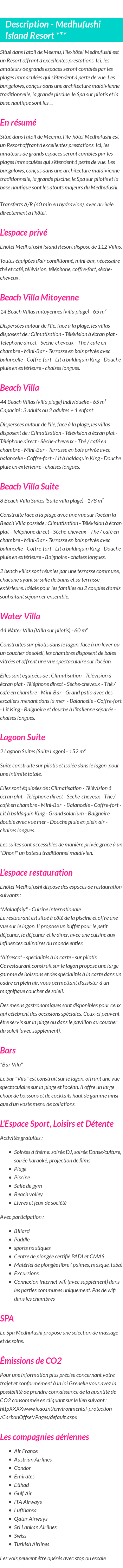 Détails du séjour