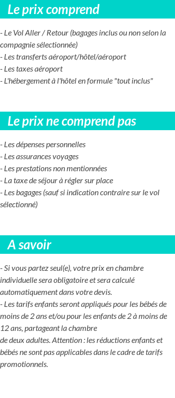 Conditions tarifaires