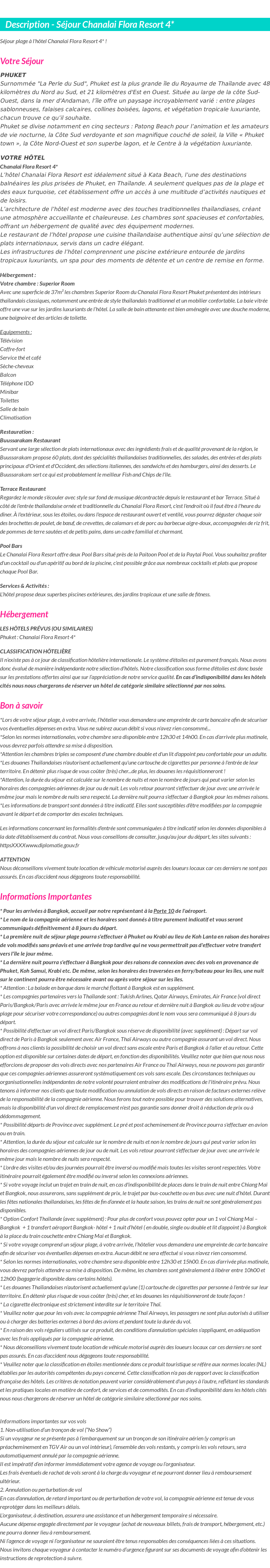 Détails du séjour