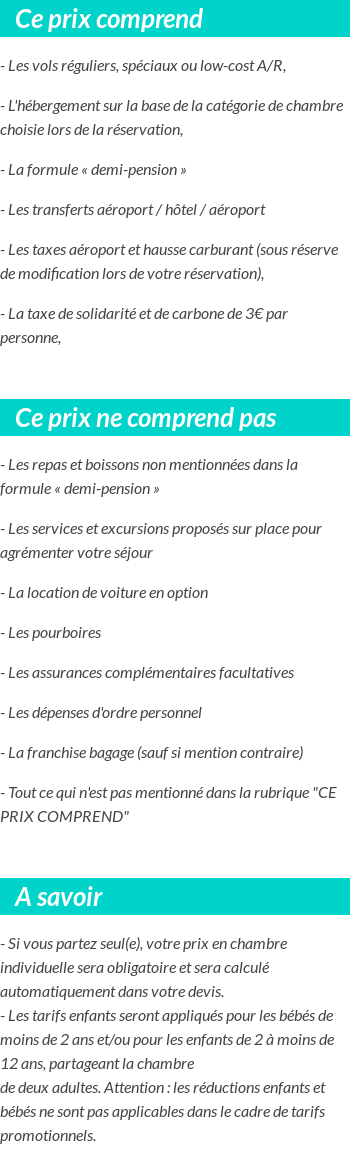 Conditions tarifaires