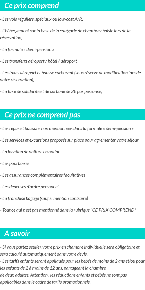 Conditions tarifaires