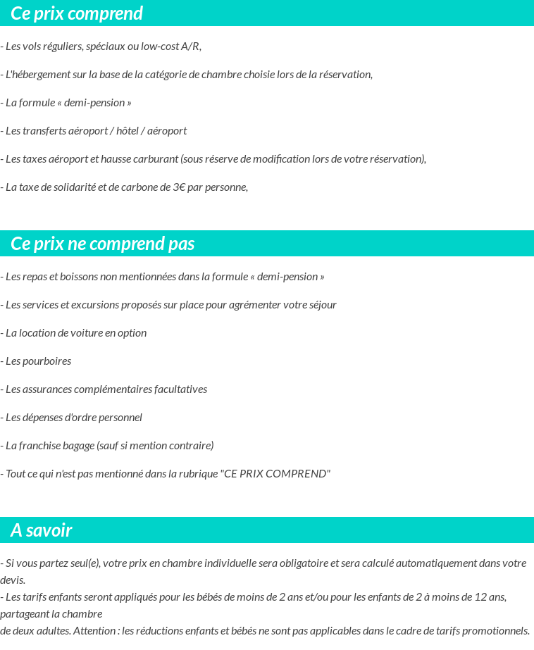 Conditions tarifaires