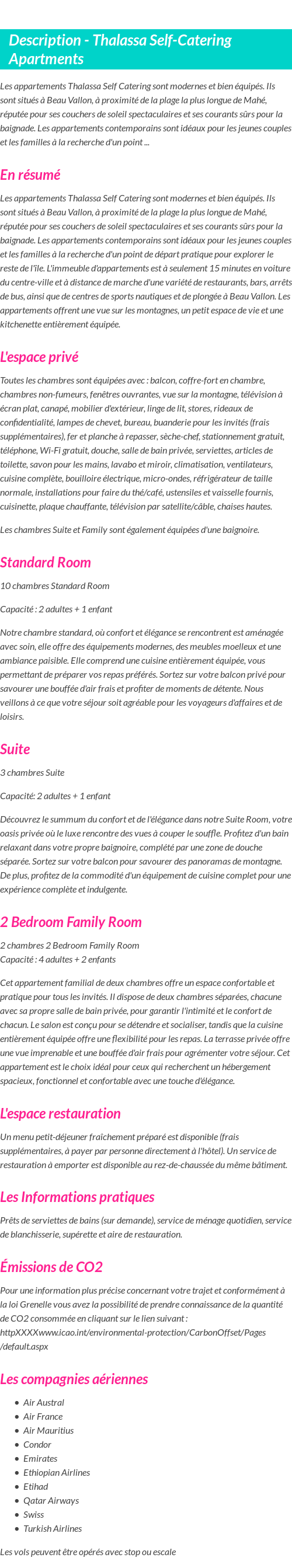 Détails du séjour