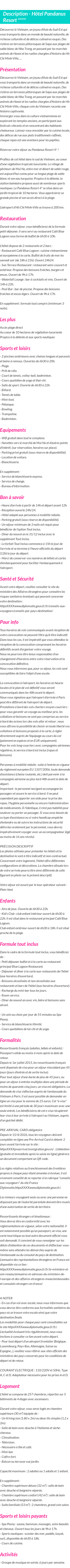 Détails du séjour