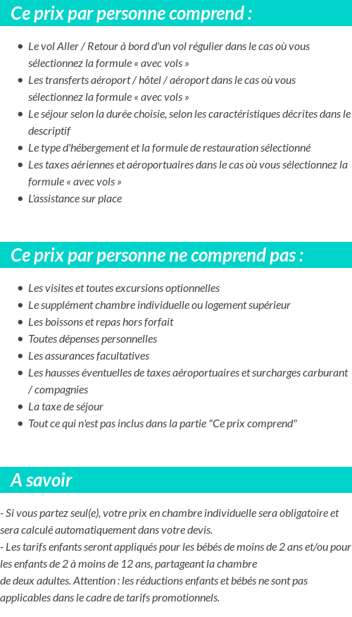 Conditions tarifaires