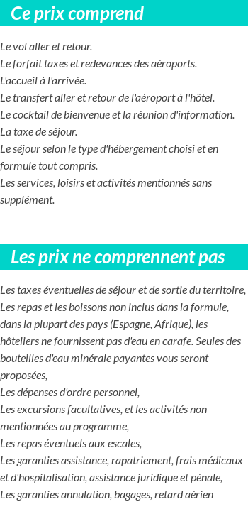 Conditions tarifaires