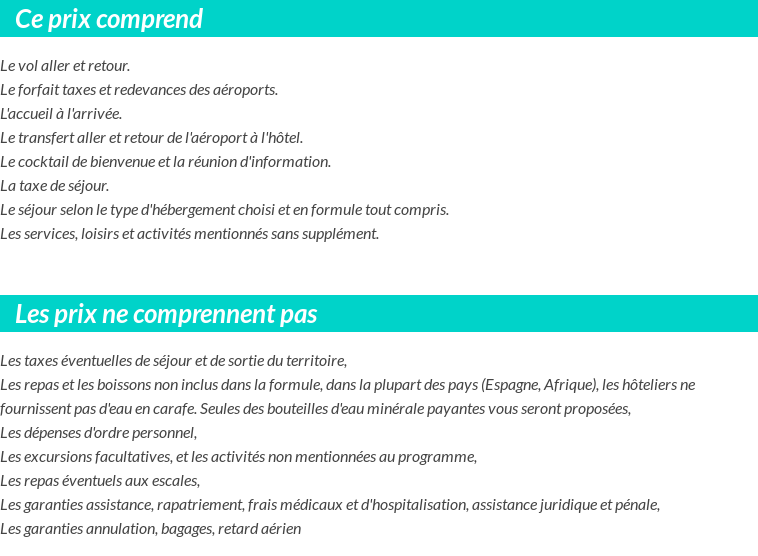 Conditions tarifaires