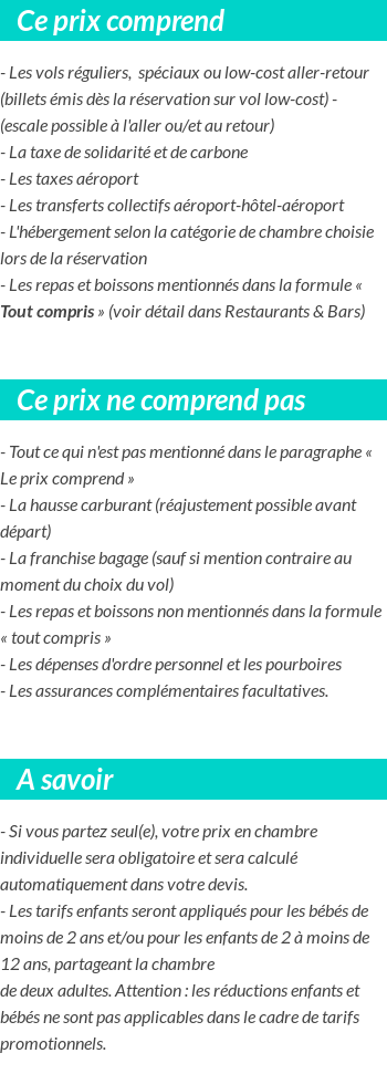 Conditions tarifaires