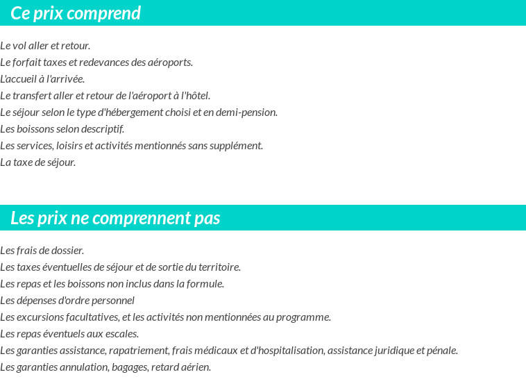 Conditions tarifaires