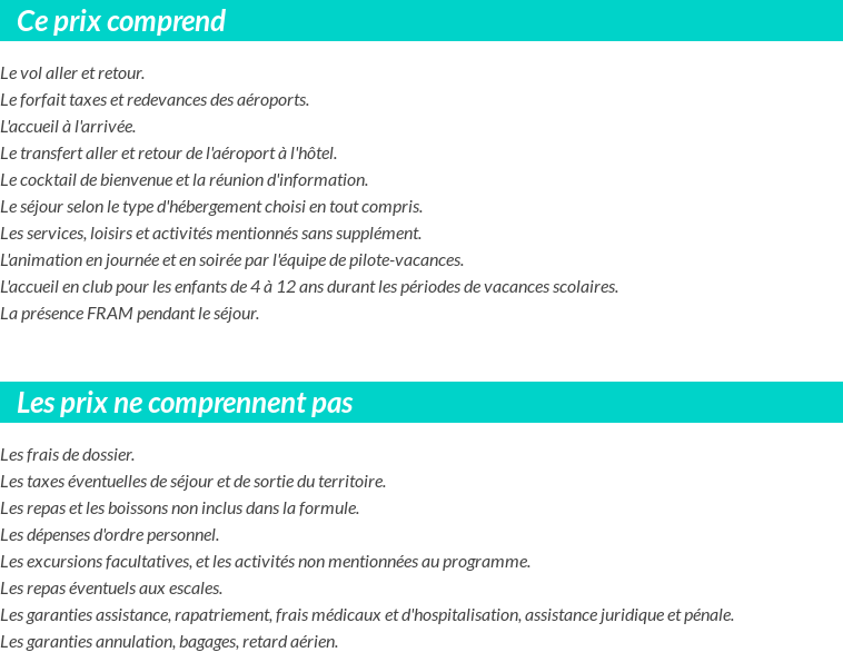 Conditions tarifaires