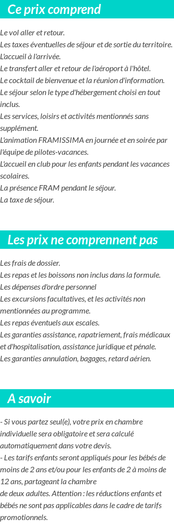 Conditions tarifaires