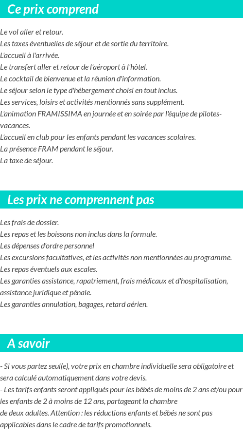 Conditions tarifaires