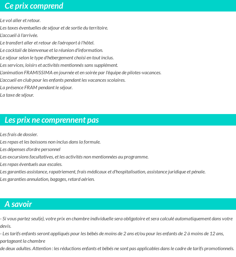 Conditions tarifaires