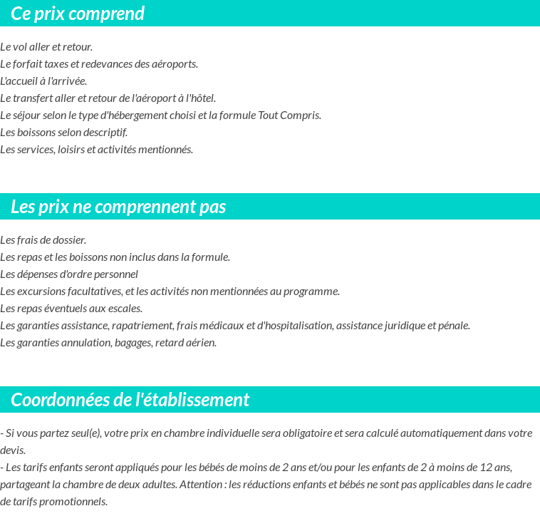 Conditions tarifaires