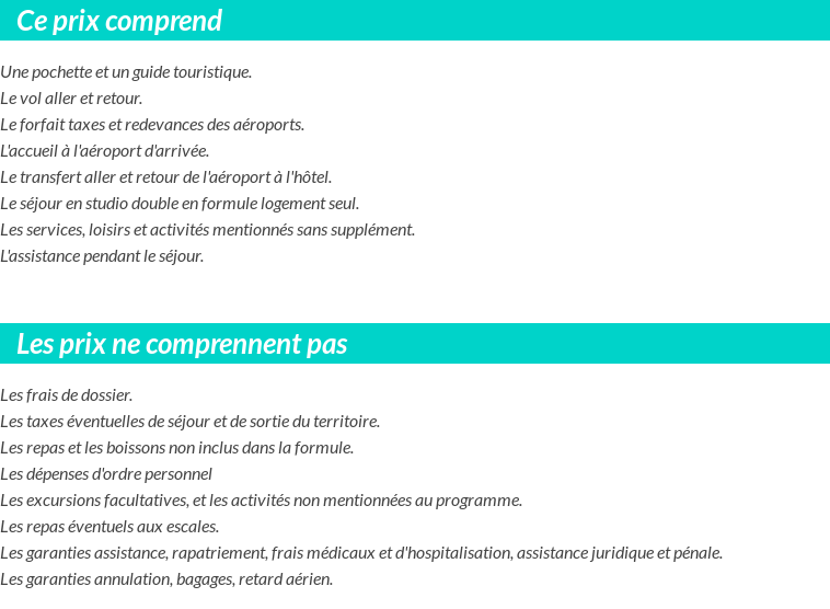 Conditions tarifaires