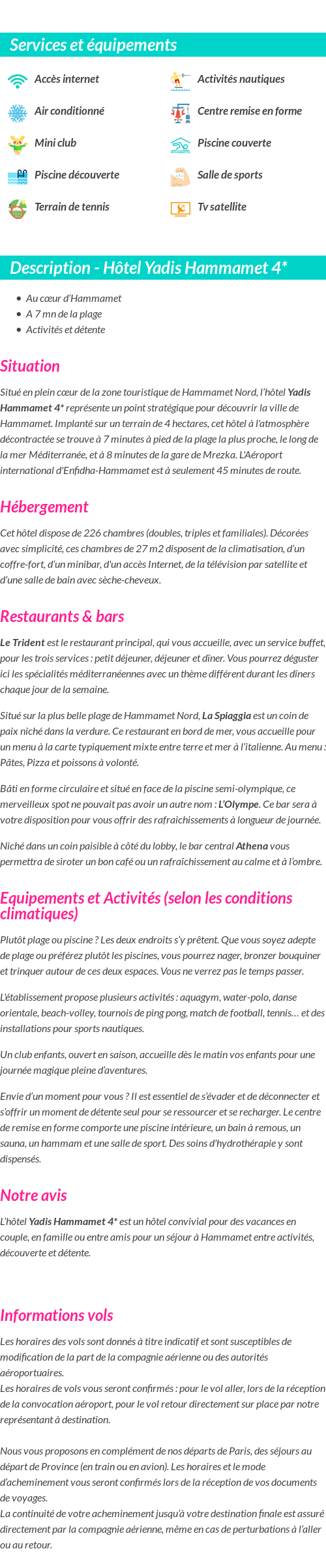 Détails du séjour